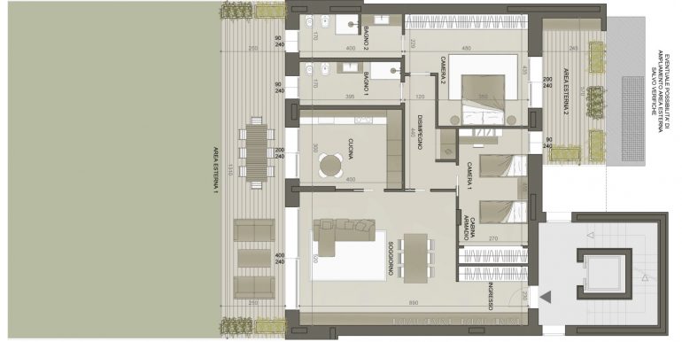 planimetria trilocale A2